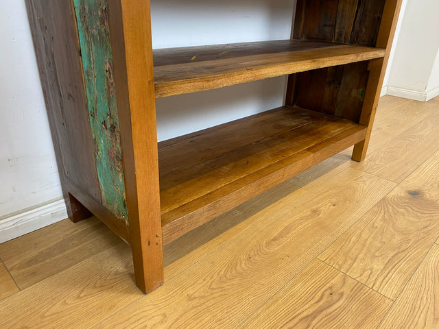 Boatwood by WMK # Einzigartiges Bücherregal mit Schubladen , ein aus altem Bootsholz handgefertigtes Unikat aus massivem Teakholz # Bücherschrank Regal Highboard Holzregal Küchenregal Raumtrenner Teak
