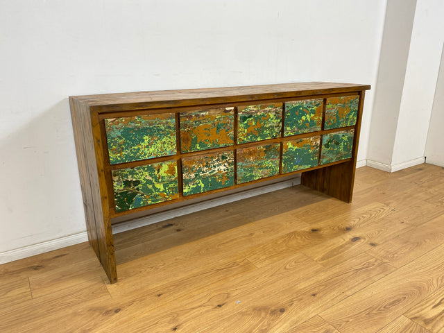 Boatwood by WMK # Einzigartiges Sideboard mit Schubladen, ein aus altem Bootsholz handgefertigtes Unikat aus massivem Teakholz # Kommode Schrank Küchenschrank TV-Lowboard Apothekerschrank Anrichte