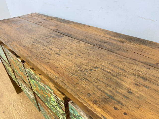 Boatwood by WMK # Einzigartiges Sideboard mit Schubladen, ein aus altem Bootsholz handgefertigtes Unikat aus massivem Teakholz # Kommode Schrank Küchenschrank TV-Lowboard Apothekerschrank Anrichte