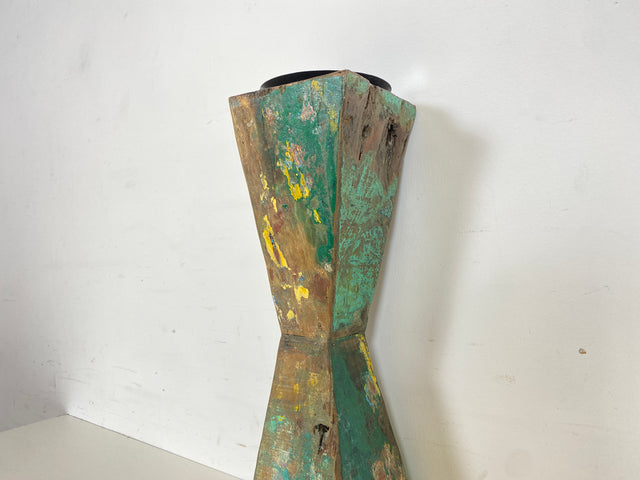Boatwood by WMK # 1/6 Einzigartiger 50cm großer Kerzenständer, ein aus altem Bootsholz handgefertigtes Unikat in Originalfarben der Boote # Kerzenhalter Dekoration Deko Upcycling Treibholz Bootsmöbel
