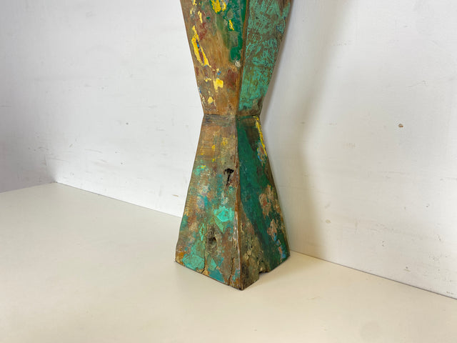 Boatwood by WMK # 1/6 Einzigartiger 50cm großer Kerzenständer, ein aus altem Bootsholz handgefertigtes Unikat in Originalfarben der Boote # Kerzenhalter Dekoration Deko Upcycling Treibholz Bootsmöbel
