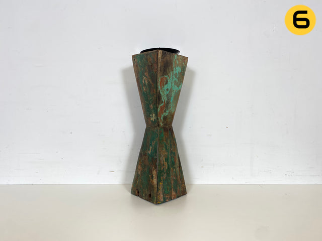 Boatwood by WMK # 1/6 Einzigartiger 50cm großer Kerzenständer, ein aus altem Bootsholz handgefertigtes Unikat in Originalfarben der Boote # Kerzenhalter Dekoration Deko Upcycling Treibholz Bootsmöbel