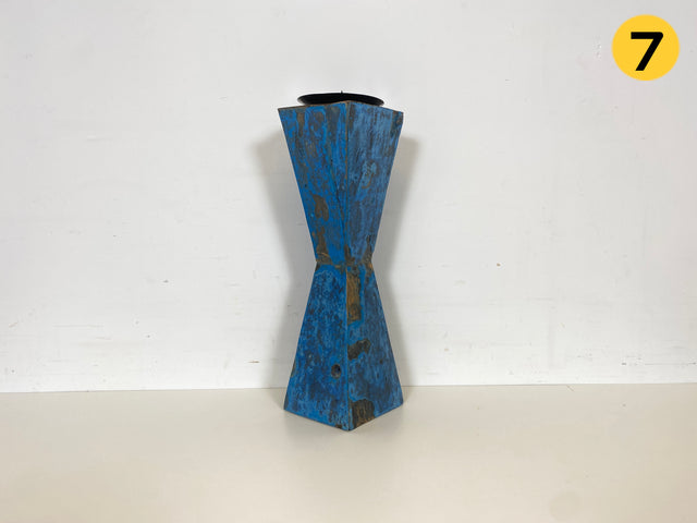 Boatwood by WMK # 1/6 Einzigartiger 50cm großer Kerzenständer, ein aus altem Bootsholz handgefertigtes Unikat in Originalfarben der Boote # Kerzenhalter Dekoration Deko Upcycling Treibholz Bootsmöbel
