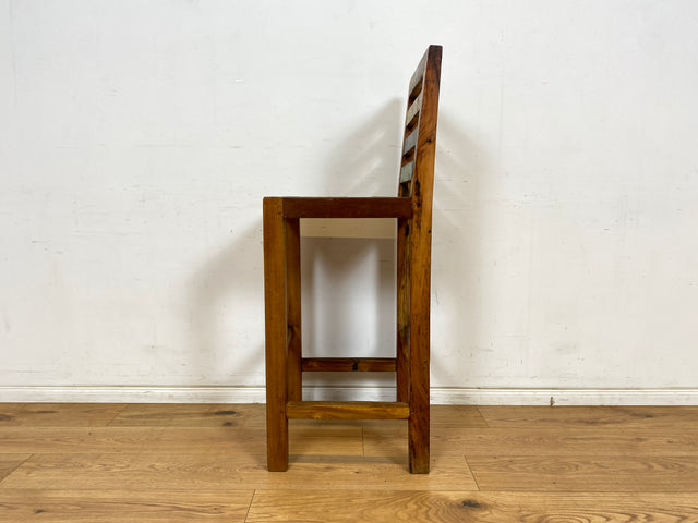 Boatwood by WMK # 1/2 Besonderer Barhocker aus altem Bootsholz, ein handgefertigtes Unikat aus massivem Teakholz # Barstuhl Hocker Sitzhocker Stuhl Küchenstuhl Holzstuhl Bar Hausbar Gastro Treibholz