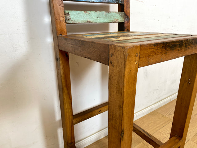 Boatwood by WMK # 1/2 Besonderer Barhocker aus altem Bootsholz, ein handgefertigtes Unikat aus massivem Teakholz # Barstuhl Hocker Sitzhocker Stuhl Küchenstuhl Holzstuhl Bar Hausbar Gastro Treibholz