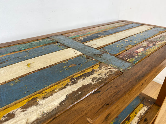 Boatwood by WMK # Besonders schönes, sehr stabiles und hochwertiges Regal aus altem Bootsholz, ein handgefertigtes Unikat aus massivem Teakholz # Küchenregal Holzregal Bücherregal Upcycling Teak