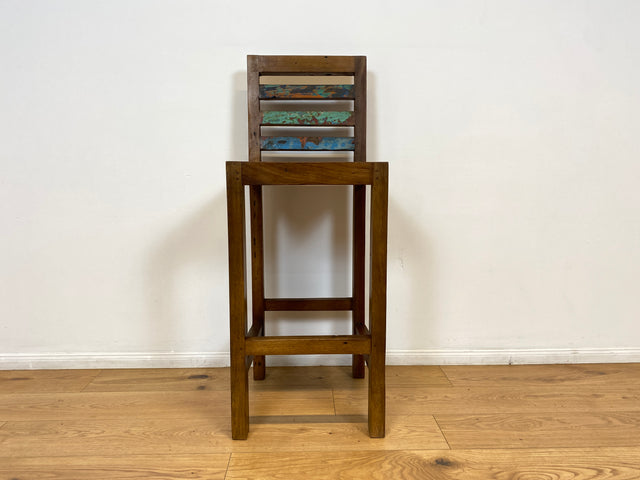 Boatwood by WMK # Bunterschöner Barhocker aus altem Bootsholz, ein handgefertigtes Unikat aus massivem Teakholz # Barstuhl Hocker Sitzhocker Stuhl Küchenstuhl Holzstuhl Bar Stool Hausbar Gastro