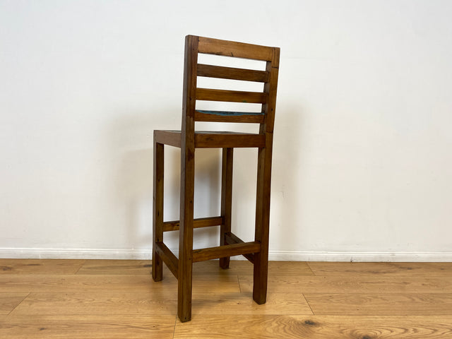 Boatwood by WMK # Bunterschöner Barhocker aus altem Bootsholz, ein handgefertigtes Unikat aus massivem Teakholz # Barstuhl Hocker Sitzhocker Stuhl Küchenstuhl Holzstuhl Bar Stool Hausbar Gastro