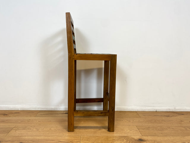 Boatwood by WMK # Bunterschöner Barhocker aus altem Bootsholz, ein handgefertigtes Unikat aus massivem Teakholz # Barstuhl Hocker Sitzhocker Stuhl Küchenstuhl Holzstuhl Bar Stool Hausbar Gastro