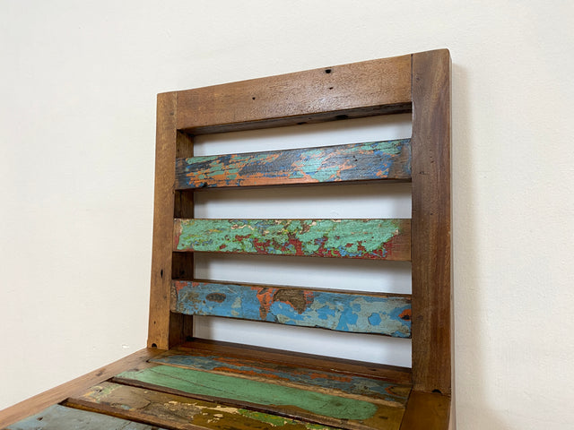 Boatwood by WMK # Bunterschöner Barhocker aus altem Bootsholz, ein handgefertigtes Unikat aus massivem Teakholz # Barstuhl Hocker Sitzhocker Stuhl Küchenstuhl Holzstuhl Bar Stool Hausbar Gastro