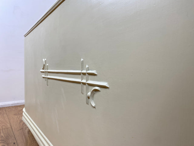 WMK I Wunderschönes weißes 1930er Jahre Bett aus vollem Holz mit original Spiralfedern I Doppelbett Bed Schlafzimmerbett Schlafzimmer Chippendale Art Deco Antik Vintage Berlin Stuttgart Hannover Ulm