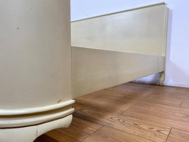 WMK I Wunderschönes weißes 1930er Jahre Bett aus vollem Holz mit original Spiralfedern I Doppelbett Bed Schlafzimmerbett Schlafzimmer Chippendale Art Deco Antik Vintage Berlin Stuttgart Hannover Ulm