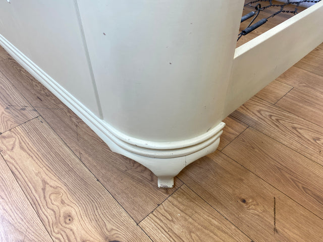 WMK I Wunderschönes weißes 1930er Jahre Bett aus vollem Holz mit original Spiralfedern I Doppelbett Bed Schlafzimmerbett Schlafzimmer Chippendale Art Deco Antik Vintage Berlin Stuttgart Hannover Ulm