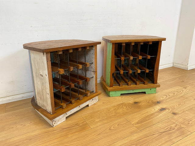 Boatwood by WMK # Besonderes Weinregal für 15 Flaschen gebaut aus echtem Fischerboot, ein handgefertigtes Unikat aus massivem Teakholz # Flaschenregal Regal Beistelltisch Ablage Bootsmöbel Einbaum