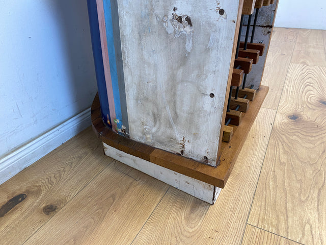 Boatwood by WMK # Besonderes Weinregal für 15 Flaschen gebaut aus echtem Fischerboot, ein handgefertigtes Unikat aus massivem Teakholz # Flaschenregal Regal Beistelltisch Ablage Bootsmöbel Einbaum