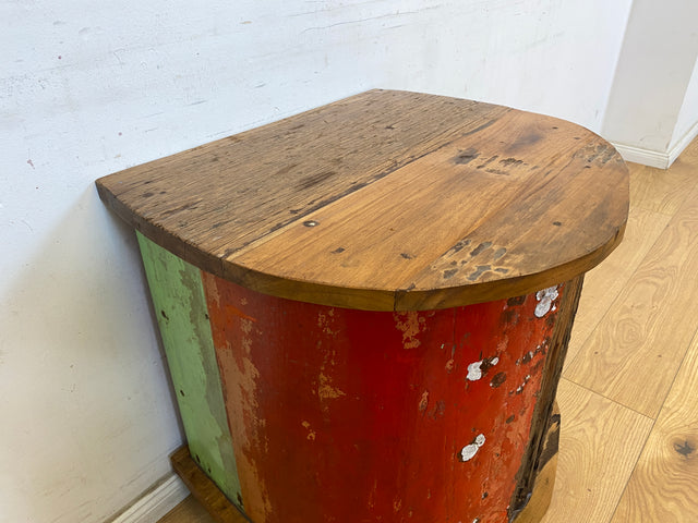 Boatwood by WMK # Besonderes Weinregal für 15 Flaschen gebaut aus echtem Fischerboot, ein handgefertigtes Unikat aus massivem Teakholz # Flaschenregal Regal Beistelltisch Ablage Bootsmöbel Einbaum