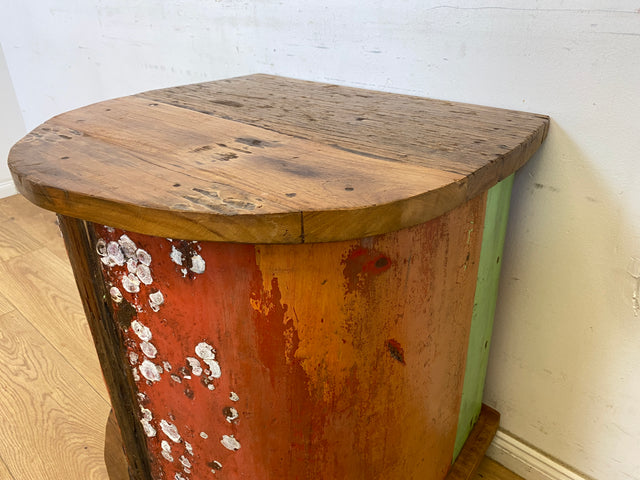 Boatwood by WMK # Besonderes Weinregal für 15 Flaschen gebaut aus echtem Fischerboot, ein handgefertigtes Unikat aus massivem Teakholz # Flaschenregal Regal Beistelltisch Ablage Bootsmöbel Einbaum