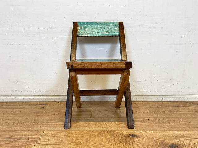 Boatwood by WMK # 1/2 Besonderer Klappstuhl aus altem Bootsholz mit original Bootsfarbe, ein handgefertigtes Unikat aus massivem Teakholz # Stuhl Küchenstuhl Holzstuhl Chair Campingstuhl Balkonstuhl