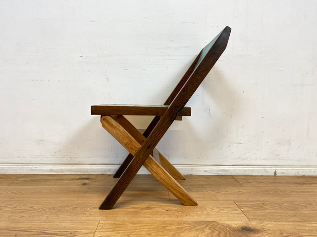 Boatwood by WMK # 1/2 Besonderer Klappstuhl aus altem Bootsholz mit original Bootsfarbe, ein handgefertigtes Unikat aus massivem Teakholz # Stuhl Küchenstuhl Holzstuhl Chair Campingstuhl Balkonstuhl