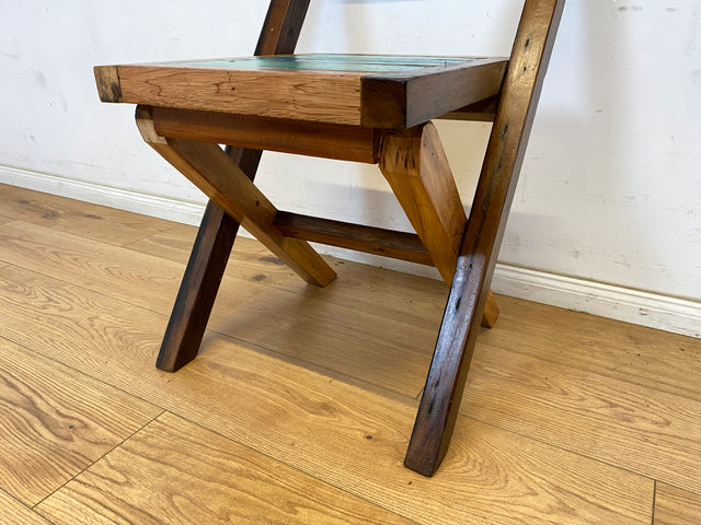 Boatwood by WMK # 1/2 Besonderer Klappstuhl aus altem Bootsholz mit original Bootsfarbe, ein handgefertigtes Unikat aus massivem Teakholz # Stuhl Küchenstuhl Holzstuhl Chair Campingstuhl Balkonstuhl