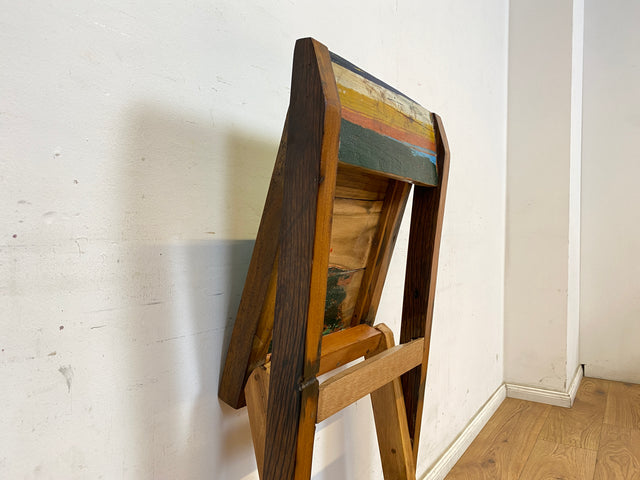 Boatwood by WMK # 1/2 Besonderer Klappstuhl aus altem Bootsholz mit original Bootsfarbe, ein handgefertigtes Unikat aus massivem Teakholz # Stuhl Küchenstuhl Holzstuhl Chair Campingstuhl Balkonstuhl