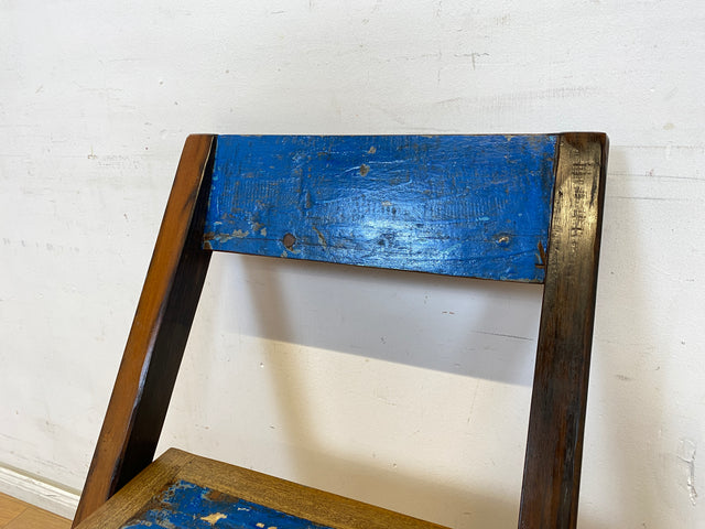 Boatwood by WMK # 1/2 Besonderer Klappstuhl aus altem Bootsholz mit original Bootsfarbe, ein handgefertigtes Unikat aus massivem Teakholz # Stuhl Küchenstuhl Holzstuhl Chair Campingstuhl Balkonstuhl