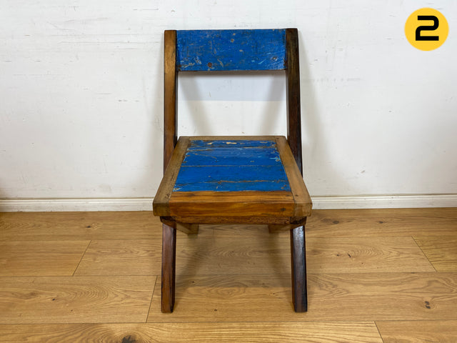 Boatwood by WMK # 1/2 Besonderer Klappstuhl aus altem Bootsholz mit original Bootsfarbe, ein handgefertigtes Unikat aus massivem Teakholz # Stuhl Küchenstuhl Holzstuhl Chair Campingstuhl Balkonstuhl