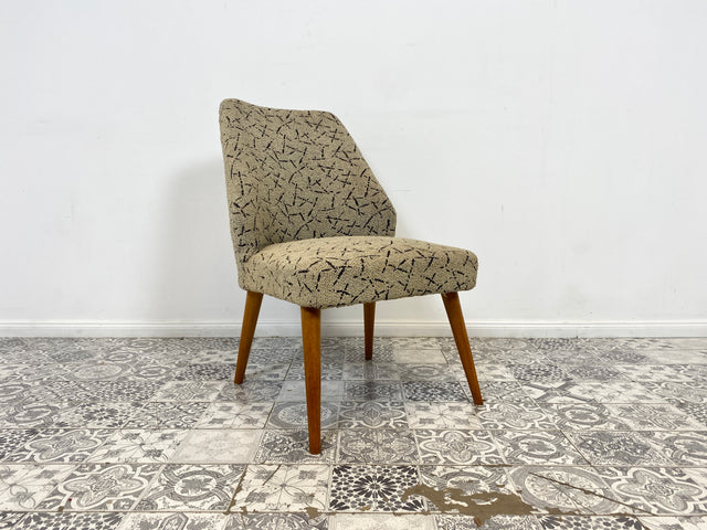 WMK 1/2 Kultiger und sehr gut erhaltener 50er Jahre Cocktailsessel mit schönem Originalbezug und bequemen Federkernsitz # Sessel Clubsessel Stuhl Lesesessel Lesestuhl Mid-Century Rockabilly Vintage