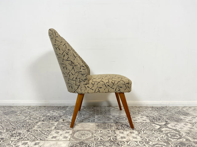 WMK 1/2 Kultiger und sehr gut erhaltener 50er Jahre Cocktailsessel mit schönem Originalbezug und bequemen Federkernsitz # Sessel Clubsessel Stuhl Lesesessel Lesestuhl Mid-Century Rockabilly Vintage