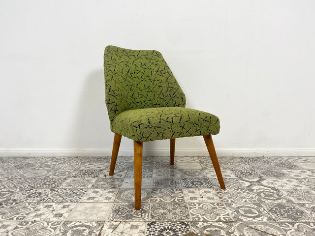 WMK 1/2 Kultiger und sehr gut erhaltener 50er Jahre Cocktailsessel mit schönem Originalbezug und bequemen Federkernsitz # Sessel Clubsessel Stuhl Lesesessel Lesestuhl Mid-Century Rockabilly Vintage
