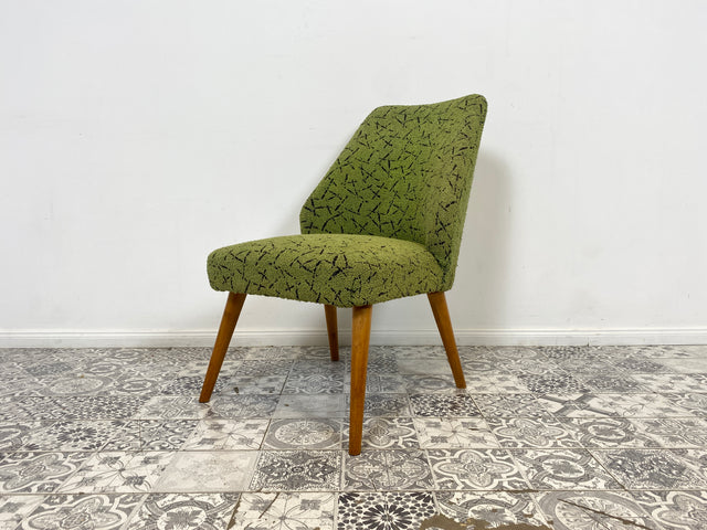 WMK 1/2 Kultiger und sehr gut erhaltener 50er Jahre Cocktailsessel mit schönem Originalbezug und bequemen Federkernsitz # Sessel Clubsessel Stuhl Lesesessel Lesestuhl Mid-Century Rockabilly Vintage