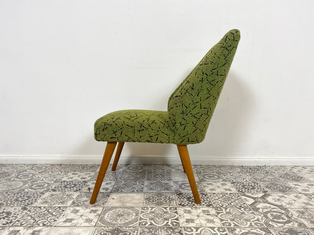 WMK 1/2 Kultiger und sehr gut erhaltener 50er Jahre Cocktailsessel mit schönem Originalbezug und bequemen Federkernsitz # Sessel Clubsessel Stuhl Lesesessel Lesestuhl Mid-Century Rockabilly Vintage