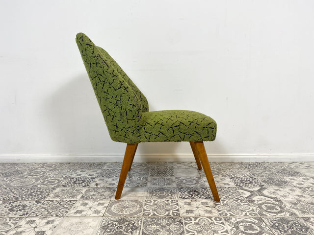 WMK 1/2 Kultiger und sehr gut erhaltener 50er Jahre Cocktailsessel mit schönem Originalbezug und bequemen Federkernsitz # Sessel Clubsessel Stuhl Lesesessel Lesestuhl Mid-Century Rockabilly Vintage