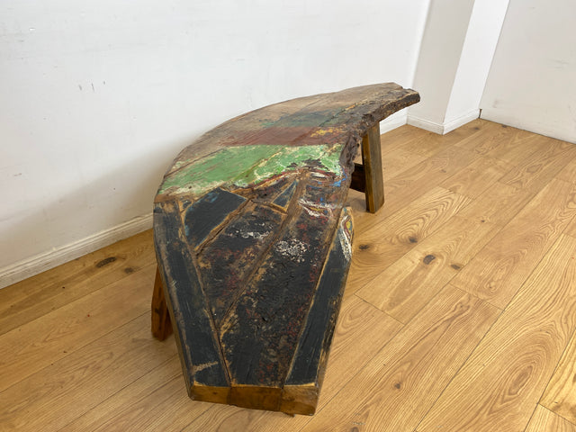 Boatwood by WMK I Nachhaltige & sehr robuste Bank aus altem Bootsholz I handgefertigtes Unikat I Teakholz massiv in Originalfarbe I Holzbank Bench Küchenbank Sitz Balkon Garten Möbel Treibholz Loft