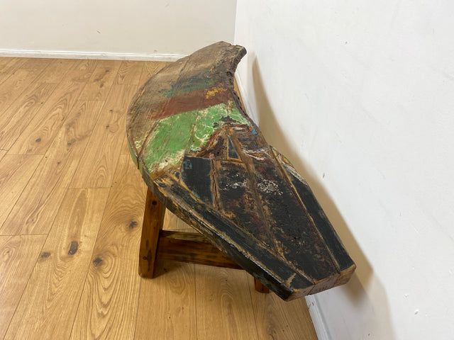 Boatwood by WMK I Nachhaltige & sehr robuste Bank aus altem Bootsholz I handgefertigtes Unikat I Teakholz massiv in Originalfarbe I Holzbank Bench Küchenbank Sitz Balkon Garten Möbel Treibholz Loft
