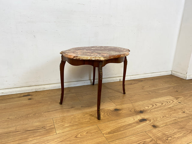 WMK Eleganter und sehr gut erhaltener Stilmöbel Couchtisch mit wundervoller Marmorplatte und edlen Messing Beschlägen # Wohnzimmertisch Coffee Table Marmortisch Marmor Rokoko Barock Vintage Stilmöbel