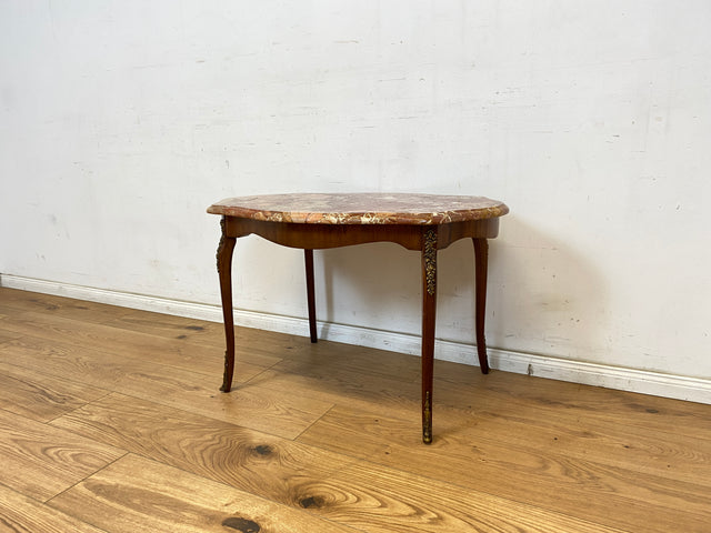 WMK Eleganter und sehr gut erhaltener Stilmöbel Couchtisch mit wundervoller Marmorplatte und edlen Messing Beschlägen # Wohnzimmertisch Coffee Table Marmortisch Marmor Rokoko Barock Vintage Stilmöbel