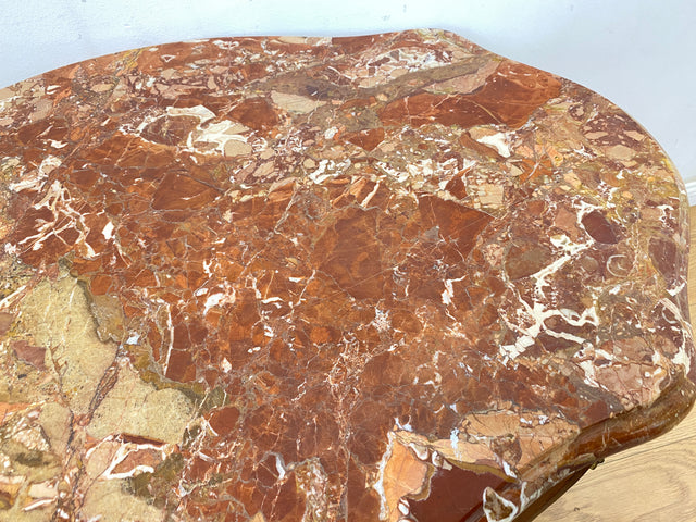 WMK Eleganter und sehr gut erhaltener Stilmöbel Couchtisch mit wundervoller Marmorplatte und edlen Messing Beschlägen # Wohnzimmertisch Coffee Table Marmortisch Marmor Rokoko Barock Vintage Stilmöbel