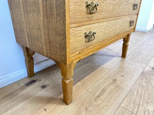 WMK # Freundliche und gut erhaltene helle skandinavische Kommode mit Schubladen & hübschen Messinggriffen # Schubladenkommode Wäschekommode Sideboard Schrank Mid-Century Vintage Berlin Leipzig Bremen