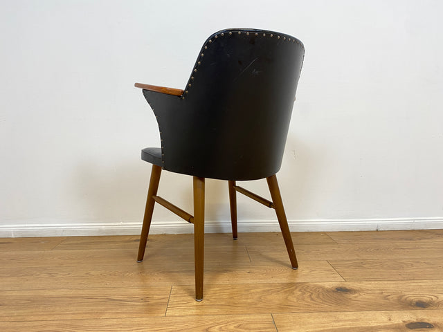WMK Formschöner, bequemer und sehr gut erhaltener skandinavischer Mid-Century Armlehnstuhl mit Kunstleder Bezug # Stuhl Sessel Ledersessel Lederstuhl Schreibtischstuhl Cocktailsessel Vintage 50er 60er