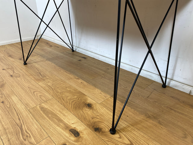 WMK Einzigartiger großer Esstisch mit Tischplatte aus alten Dielen auf schwarzem Metallgestell # Tisch Küchentisch Dining Table Holztisch Schreibtisch Desk Upcycling Vintage Hairpin Industrial Design