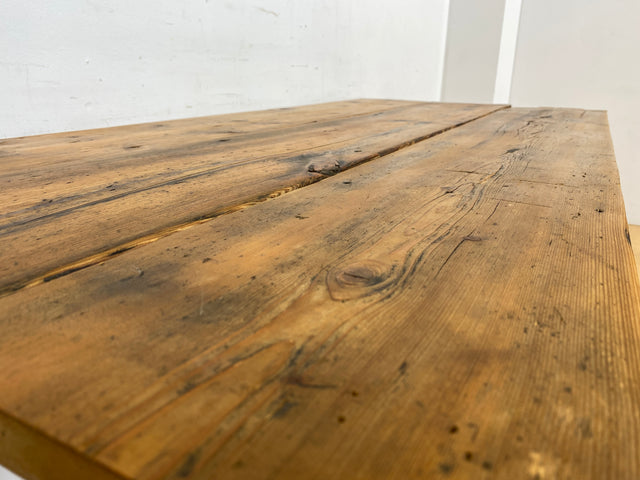 WMK Einzigartiger großer Esstisch mit Tischplatte aus alten Dielen auf schwarzem Metallgestell # Tisch Küchentisch Dining Table Holztisch Schreibtisch Desk Upcycling Vintage Hairpin Industrial Design