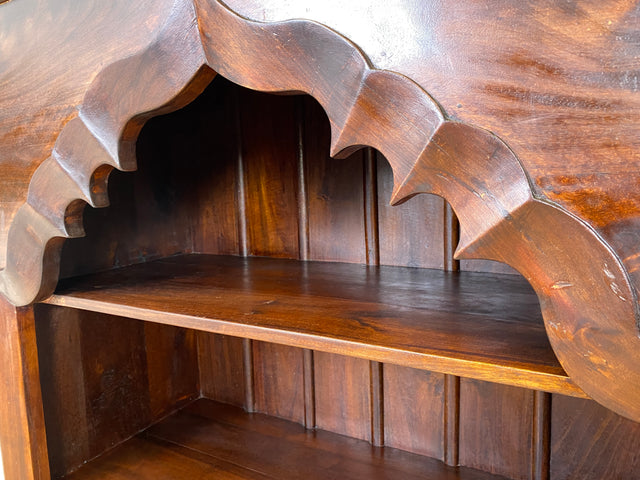 WMK Hochwertiger und gut erhaltener offener Vintage Kleiderschrank im antiken Stil aus vollem Holz mit tiefen und stabilen Regalböden # Regal Bücherschrank Bücherregal Schrank Wäscheschrank Wardrobe