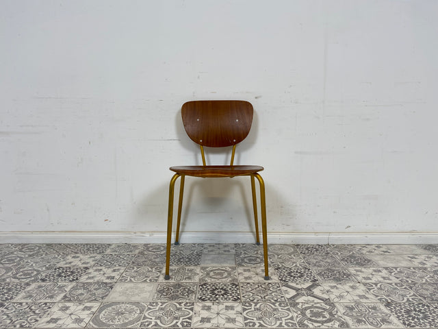 WMK Beautiful refurbished and well-preserved 60s school chair with bronze-colored frame # Chair wooden chair visitor chair kitchen chair gold vintage 50s 60s - delivery possible