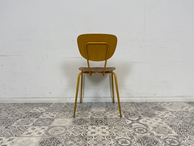 WMK Beautiful refurbished and well-preserved 60s school chair with bronze-colored frame # Chair wooden chair visitor chair kitchen chair gold vintage 50s 60s - delivery possible