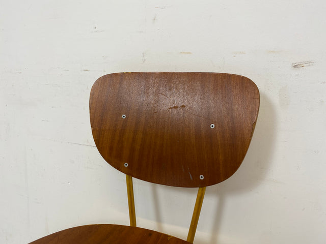 WMK Beautiful refurbished and well-preserved 60s school chair with bronze-colored frame # Chair wooden chair visitor chair kitchen chair gold vintage 50s 60s - delivery possible