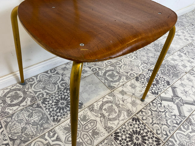 WMK Beautiful refurbished and well-preserved 60s school chair with bronze-colored frame # Chair wooden chair visitor chair kitchen chair gold vintage 50s 60s - delivery possible