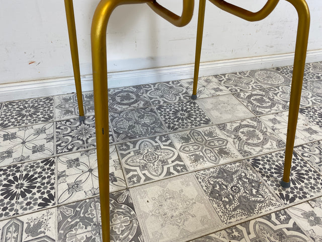 WMK Beautiful refurbished and well-preserved 60s school chair with bronze-colored frame # Chair wooden chair visitor chair kitchen chair gold vintage 50s 60s - delivery possible
