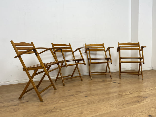 WMK 1/4 Besonders schöner, bequemer und sehr gut erhaltener Mid-Century Klappstuhl aus Holz # Stuhl Armlehnenstuhl Sessel Holzstuhl Folding Chair Gartenstuhl Gartenmöbel Campingstuhl Bauhaus Vintage