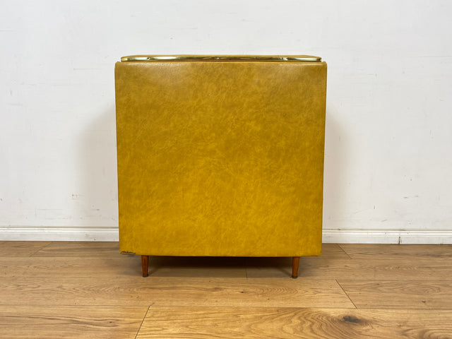 WMK Dekorative und sehr gut erhaltene Mid-Century Wäschetruhe mit pflegeleichtem Kunstlederbezug & schönem blauem Innenleben # Wäschepuff Wäschekorb Wäschesammler Vintage 60er Retro # Versand möglich